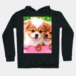 Cute puppies in a basket Hoodie